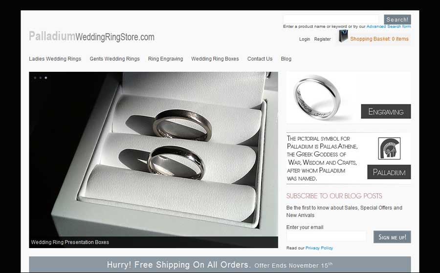 Jewellery Designer-Makers Business Website Selling Palladium Wedding Rings